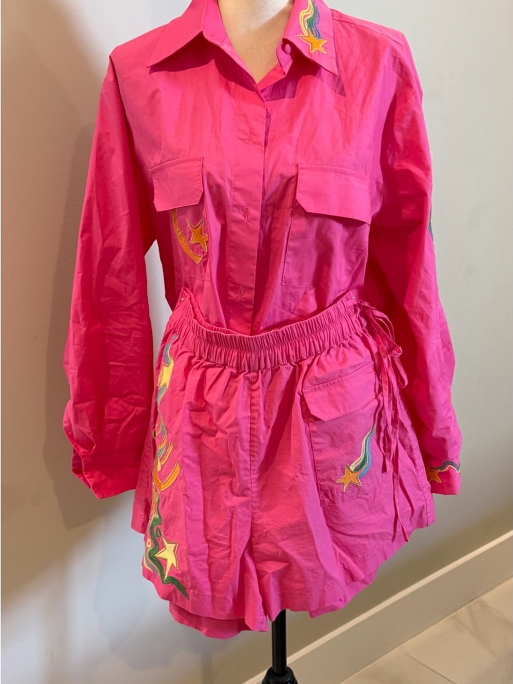 Alemais Hot Pink Embroidered Mini Shirt Dress - Picture 5 of 12